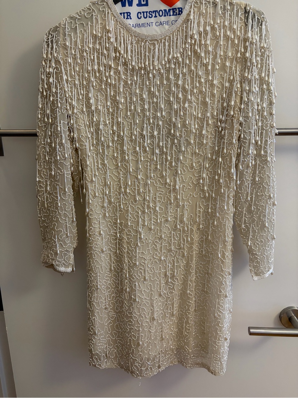 Vintage Beaded Ivory Bridal Party Dress
